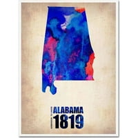 Заштитена марка ликовна уметност Алабама Акварел мапа Канвас уметност од Наксарт