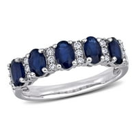 Miabella Women's's'simsенски 1- CT Sapphire CT Diamond 14KT Бело злато полу-вечноста на годишнината од годишнината