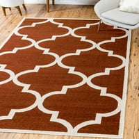 Единствена разбој Трелис Геометриска модерна област килим, портокал, 60 96