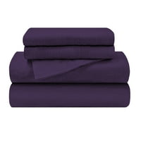 Супериорен 3-Парче Класичен Виолетова Фланелен Лист Во Собата, Близнак XL