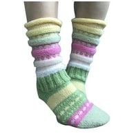 Во Зимска Боја Чорапи Со Пруги Со Пруги Топлина Во Боја Соодветни Волнени Чорапи плус Големи Чорапи Кратки Чорапи Девојки Чорапи