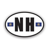 Њу Хемпшир Знаме Овална Налепница Налепница-Самолепливи Винил-Водоотпорен-Направени ВО САД-v nh евра