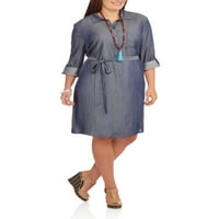 Фустан од кошула од женски плус Чамбрај