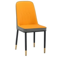 Сет за трпезариско столче од 2, ПУ кожа тапацирани столици за трпезарија со високи грб и метални нозе, модерни удобни столици