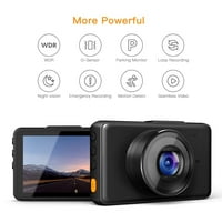 Dash CAM 1080P FHD DVR рекордер за возење со автомобили 3 LCD екран 170 ° широк агол, G-сензор, WDR, монитор за паркирање, снимање