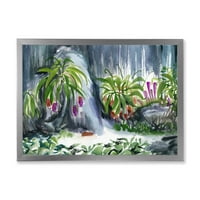DesignART 'Апстрактни тропски растенија Оазис, Фарма куќа, врамена уметничка принт
