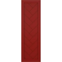 Ekena Millwork 12 W 52 H TRUE FIT PVC SINGE PALLEY HERRINGBONE модерен стил фиксни ролетни за монтирање, оган црвена боја