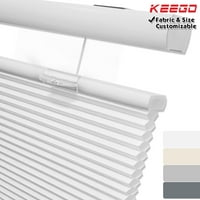 Keego горе надолу на дното до мобилните нијанси безжични ролетни за саќе за филтрирање на светлина за прозорци Бела боја 39,5
