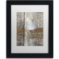 Трговска марка ликовна уметност „пердув на дрво I“ платно уметност од Кора Ниле, бела мат, црна рамка