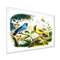 DesignArt 'Yellowолта и сина птица во дивината' Традиционална врамена уметничка принт