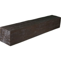 Екена Милхаурд 8 H 10 D 72 W Hand Hewn Fau Wood Camply Mantel, изгорена махагони