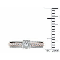 Карат Т.В. Дијамантски розов дво-тон Сплит Шанк Кластер 10kt прстен за ангажман на бело злато