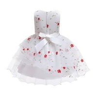 Мали девојчиња фустани околу вратот без ракави цветни чипка торта здолниште принцеза матурска девојка фустан 2-10y
