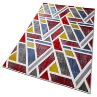 Добро ткаени сиги храброст модерни геометриски триаголници мулти 7'10 9'10 тепих на гроздобер област