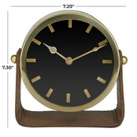 Декод не'рѓосувачки челик модерен тркалезен декоративен биро часовници 7 w 7 ч, со метално злато и кожа кафеав штанд