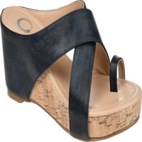 Collectionенска колекција на списанија Rayna Toe Loop Wedge Sandal Navy Fau кожа М.