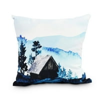 Кабина во шумата сина празничка принт декоративна перница за фрлање