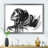 DesignART 'црно -бел портрет на жена од афроамериканка IV' модерен врамен уметнички принт