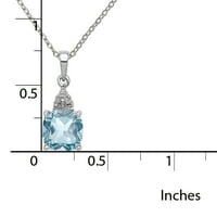 Primal Silver Silver Silver Silver Rhodium-позлатена светлина швајцарска сина топаз и приврзоци за дијаманти со кабелски ланец