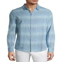 Georgeорџ Машки и големи машки премиум мек памук со неоткриена кошула со долг ракав