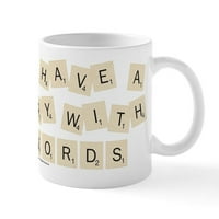 Cafepress - Scrabble Way со зборови - Оз керамичка кригла - Нова чаша чај за кафе