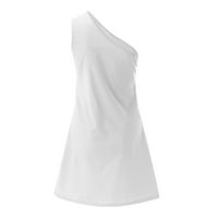 drpgunly фустани за жени постелнина еден рамо мини фустан летен случај без ракави фустан летни фустани фустанци бели м