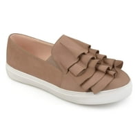 Women'sенски Fau Suede Slip-On Ruffle Sneakers