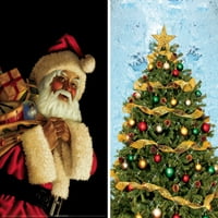 Wowindow Постери Дедо Мраз и Божиќна декорација на Божиќни прозорец Две 34,5 x60 Постери со позадинско осветлување