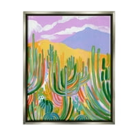 СТУПЕЛ ИНДУСТРИИ Апстрактни кактус растенија пустински дини сликање сјајни сиви лебдечки врамени платно печатење wallидна уметност,