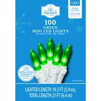 Време на одмор 100-броеви зелени предводени мини Божиќни светла, со бела жица, стапала