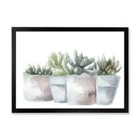 DesignArt 'Succulent and Cactus House Plants Iii' Farmhouse Dramed Art Print